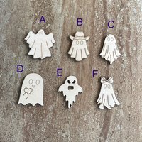 Handmade wood DIY ghost cutout available in 6 different styles for painting and crafting projects