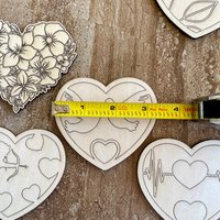 Handmade wooden DIY Valentine heart cutout in five unique styles, ready for paint or decorating