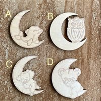 Handmade wooden DIY moon cutout in four unique styles, ready to paint or decorate