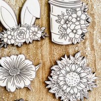 Handmade wooden DIY flower cutout in eight unique styles, ready for paint or decorating