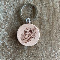 Handmade bamboo wooden sloth keychain