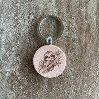 Handmade bamboo wooden sloth keychain