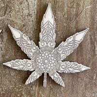 Handmade wooden DIY marijuana leaf cutout in two unique styles, ready for paint or decorating