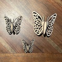 Handmade wooden DIY 3D butterfly cutout ready to paint or decorate