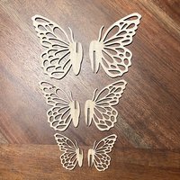 Handmade wooden DIY 3D butterfly cutout ready to paint or decorate
