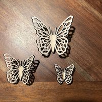 Handmade wooden DIY 3D butterfly cutout ready to paint or decorate