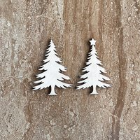 Handmade wooden DIY Christmas tree cutout in two unique styles, ready for paint or decorating