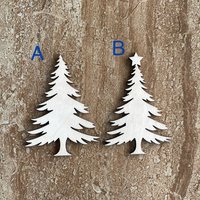 Handmade wooden DIY Christmas tree cutout in two unique styles, ready for paint or decorating