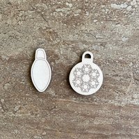 Handmade wooden DIY Christmas bulb cutout in two unique styles, ready for paint or decorating