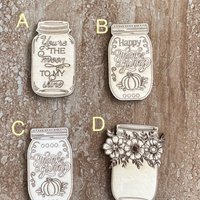 Handmade wooden DIY mason jar cutout in four unique styles, ready for paint or decorating