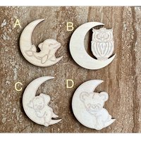 Handmade wooden DIY moon cutout in four unique styles, ready to paint or decorate