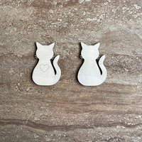 Handmade wooden DIY cat cutout in two unique styles, ready to paint or decorate