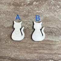 Handmade wooden DIY cat cutout in two unique styles, ready to paint or decorate