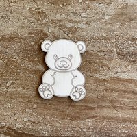 Handmade wooden DIY teddy bear cutout ready to paint or decorate
