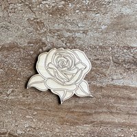 Handmade wooden DIY rose cutout ready for paint or decorations