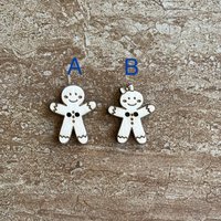Handmade wooden gingerbread man buttons for crafts, sewing, and scrapbooking