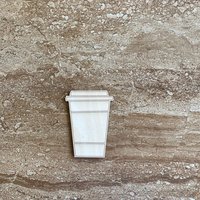 Handmade wooden DIY Styrofoam coffee cup cutout ready for paint or decorating