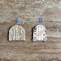 Handmade wooden DIY fairy door cutout in two unique styles, ready for paint or decorating