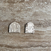 Handmade wooden DIY fairy door cutout in two unique styles, ready for paint or decorating