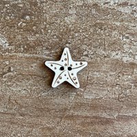 Handmade wooden starfish buttons for crafts, sewing or scrapbooking