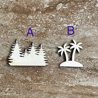 Handmade wooden DIY tree cutout in two unique styles, ready for paint or decorating