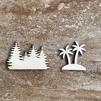 Handmade wooden DIY tree cutout in two unique styles, ready for paint or decorating