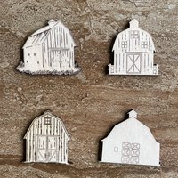 Handmade wooden DIY barn cutout in four unique styles, ready to paint or decorate