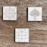 Handmade wooden DIY barn quilt cutout in three unique styles, ready for paint or decorating