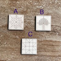 Handmade wooden DIY barn quilt cutout in three unique styles, ready for paint or decorating