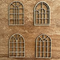 Handmade wooden DIY window cutout in four unique styles, ready for paint or decorating
