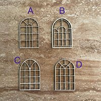 Handmade wooden DIY window cutout in four unique styles, ready for paint or decorating
