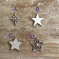 Handmade wooden DIY star cutout in four unique styles, ready for paint or decorating