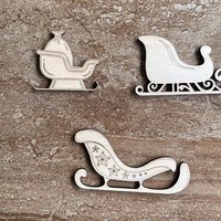 Handmade wooden DIY Christmas sleigh cutout in three unique styles, ready for paint or decorating