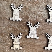 Handmade wooden DIY reindeer cutout in five unique styles, ready for paint or decorating