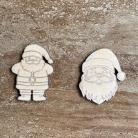 Handmade wooden DIY Santa cutout in two unique styles, ready for paint or decorating