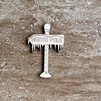 Handmade wooden DIY north pole sign cutout ready for paint or decorating