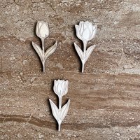 Handmade wooden DIY Tulip flower cutout in two unique styles, ready for paint or decorating