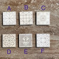 Handmade wooden DIY barn quilt cutout in six unique styles, ready for paint or decorating