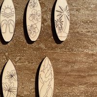 Handmade wooden DIY surfboard cutout in five unique styles, ready for paint or decorating