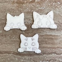 Handmade wooden DIY cat cutout in three unique styles, ready to paint or decorate