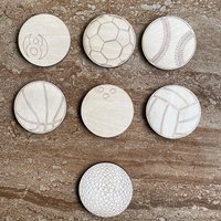 Handmade wooden DIY sports ball cutout in seven unique styles, ready for paint or decorating