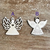 Handmade wooden DIY angel cutout in two unique styles, ready for paint or decorating