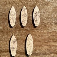 Handmade wooden DIY surfboard cutout in five unique styles, ready for paint or decorating