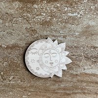 Handmade wooden DIY sun and moon cutout ready for paint or decorating