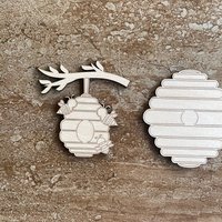 Handmade wooden DIY beehive cutout in two unique styles, ready to paint or decorate