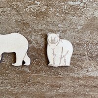 Handmade wooden DIY polar bear cutout in two unique styles, ready to paint or decorate