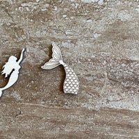 Handmade wooden DIY mermaid cutout in two unique styles, ready for paint or decorating