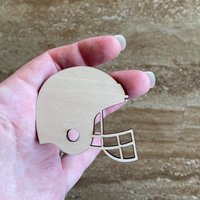 Handmade wooden DIY football helmet cutout ready for paint or decorating