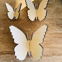 Handmade wooden DIY 3D butterfly cutout ready to paint or decorate