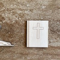 Handmade wooden DIY bible cutout in two unique styles, ready for paint or decorating